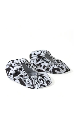 Logo Print Nylon Slip On Flats