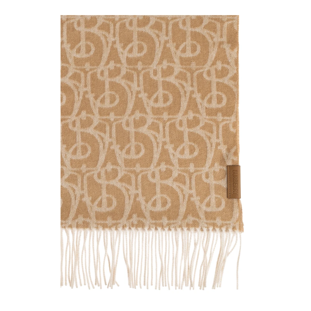 Burberry Kasjmier sjaal met franjes Beige Unisex