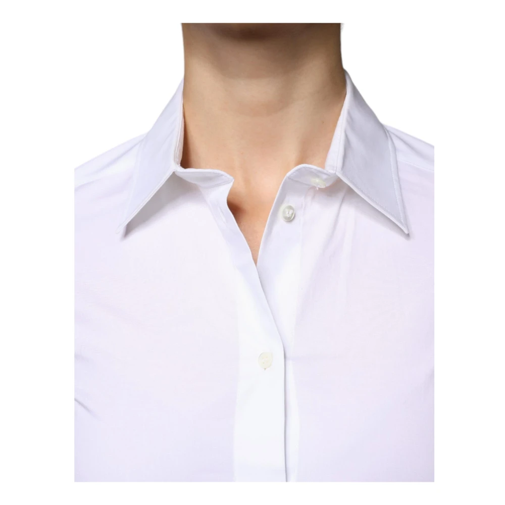 Dolce & Gabbana Witte Katoenen Kraagshirt met Logo White Dames