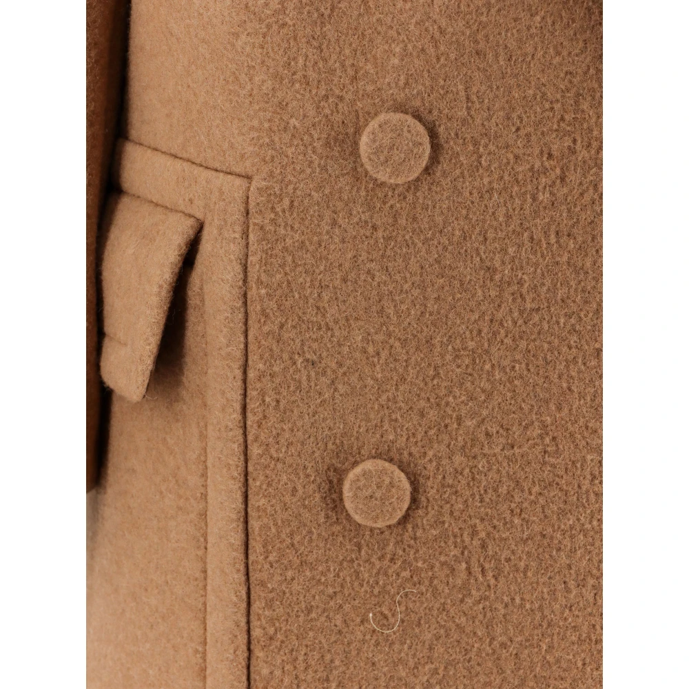 Dries Van Noten Wollen Double-Breasted Jas Beige Dames
