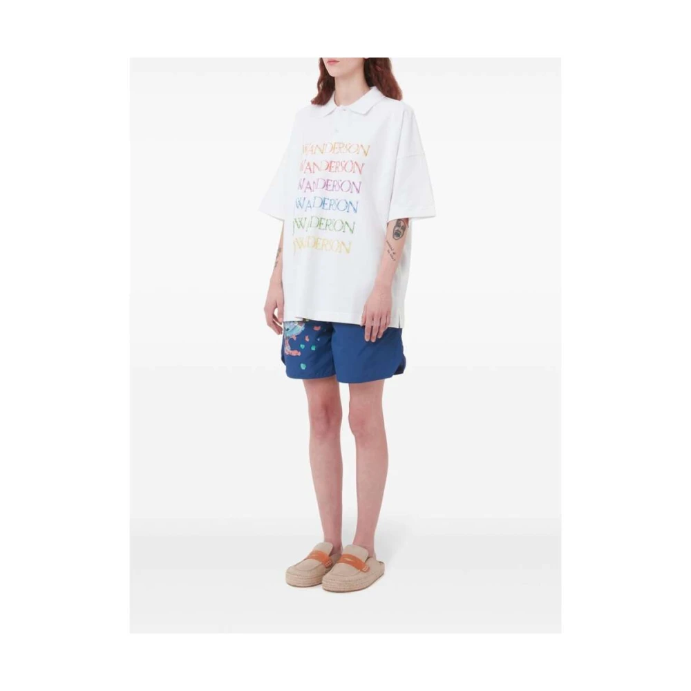 JW Anderson Grafische Print Polo Sweater Wit Katoen White Heren