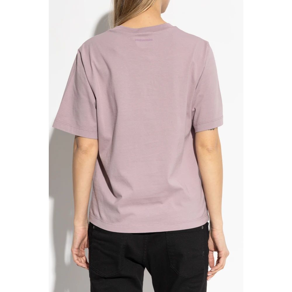 Dsquared2 T-shirt met bedrukt logo Purple Dames