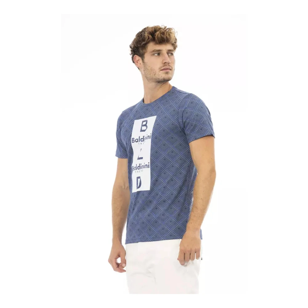 Baldinini Blauw T-shirt van katoen met print aan de voorkant Blue Heren