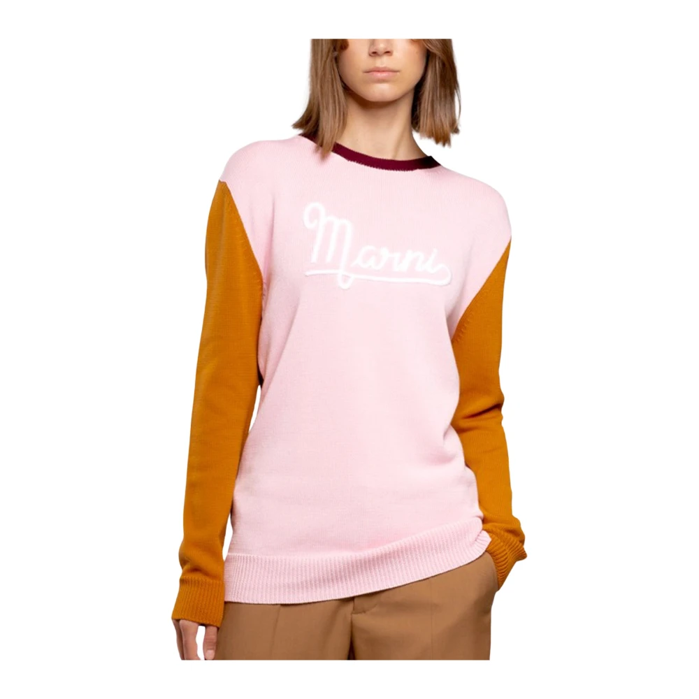 Marni Logo Katoenen Trui Kleurblok Stijl Multicolor Dames