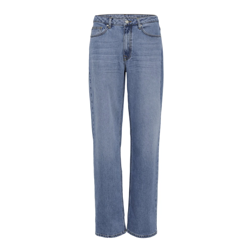 My Essential Wardrobe Women's Blue High Wide Y Medium Wash Jeans - Straight Fit Jeans - W27 L34 - Jeans
