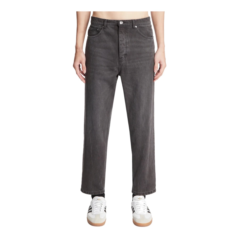 Ami Paris Tapered Fit Jeans met Achterlogo Gray Heren