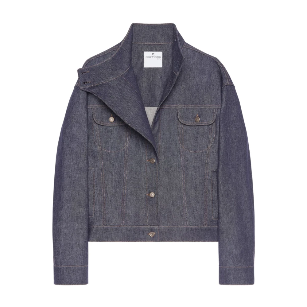 Courrèges Grijze Denim Jas Outerwear Aw24 Blue Dames