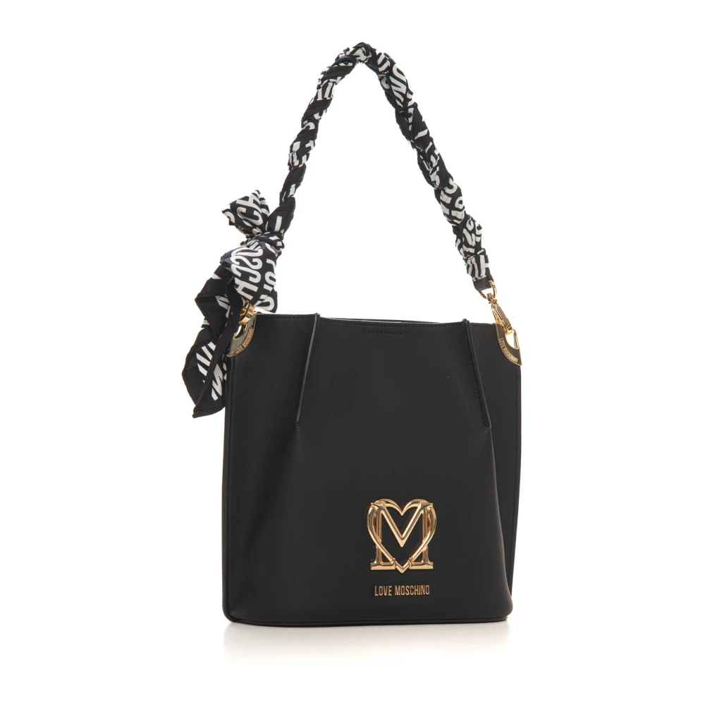 Love Moschino Sjaal Handvat Bucket Bag met Intern Compartiment Black Dames