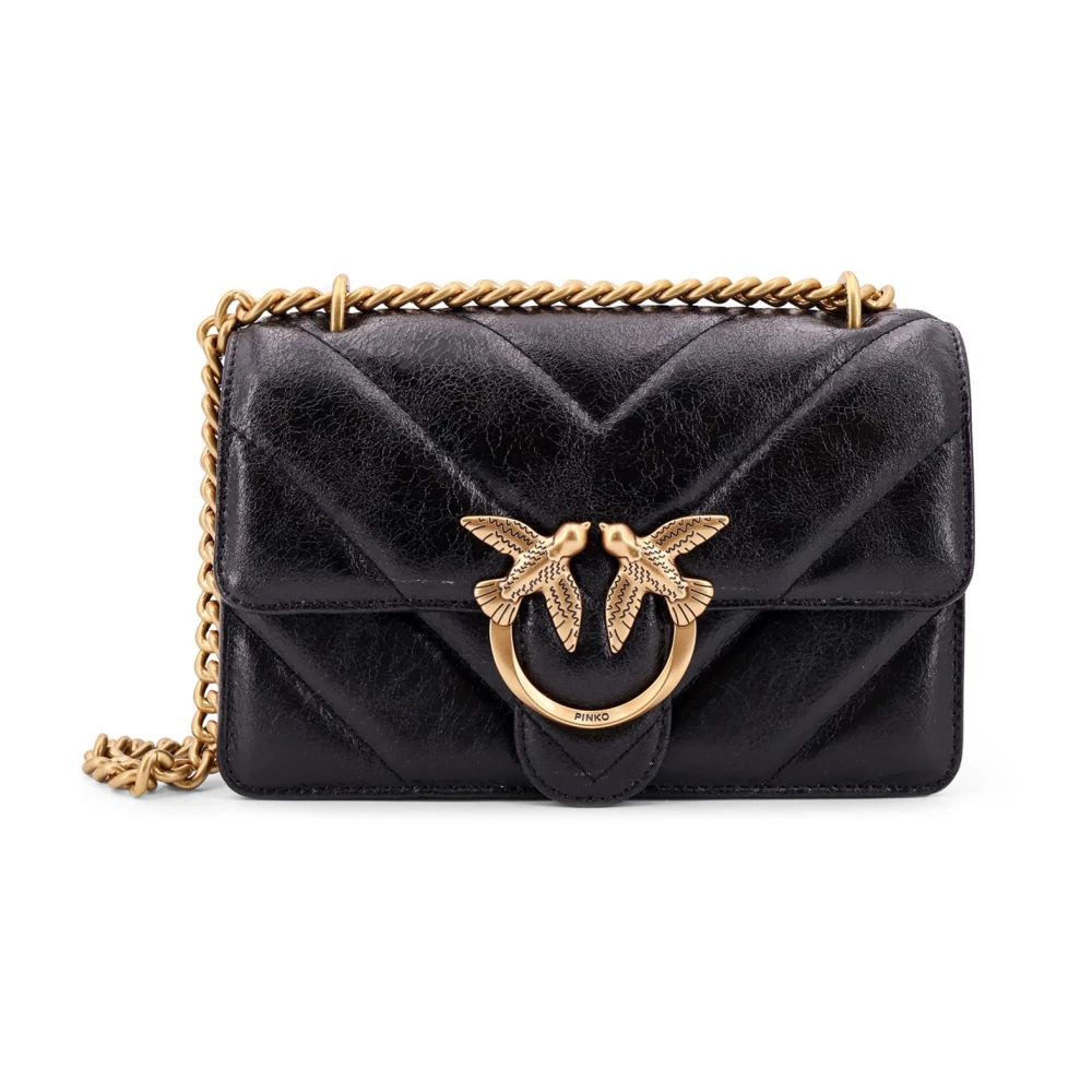 Pinko Matelassé Love Birds Schoudertas Black Dames