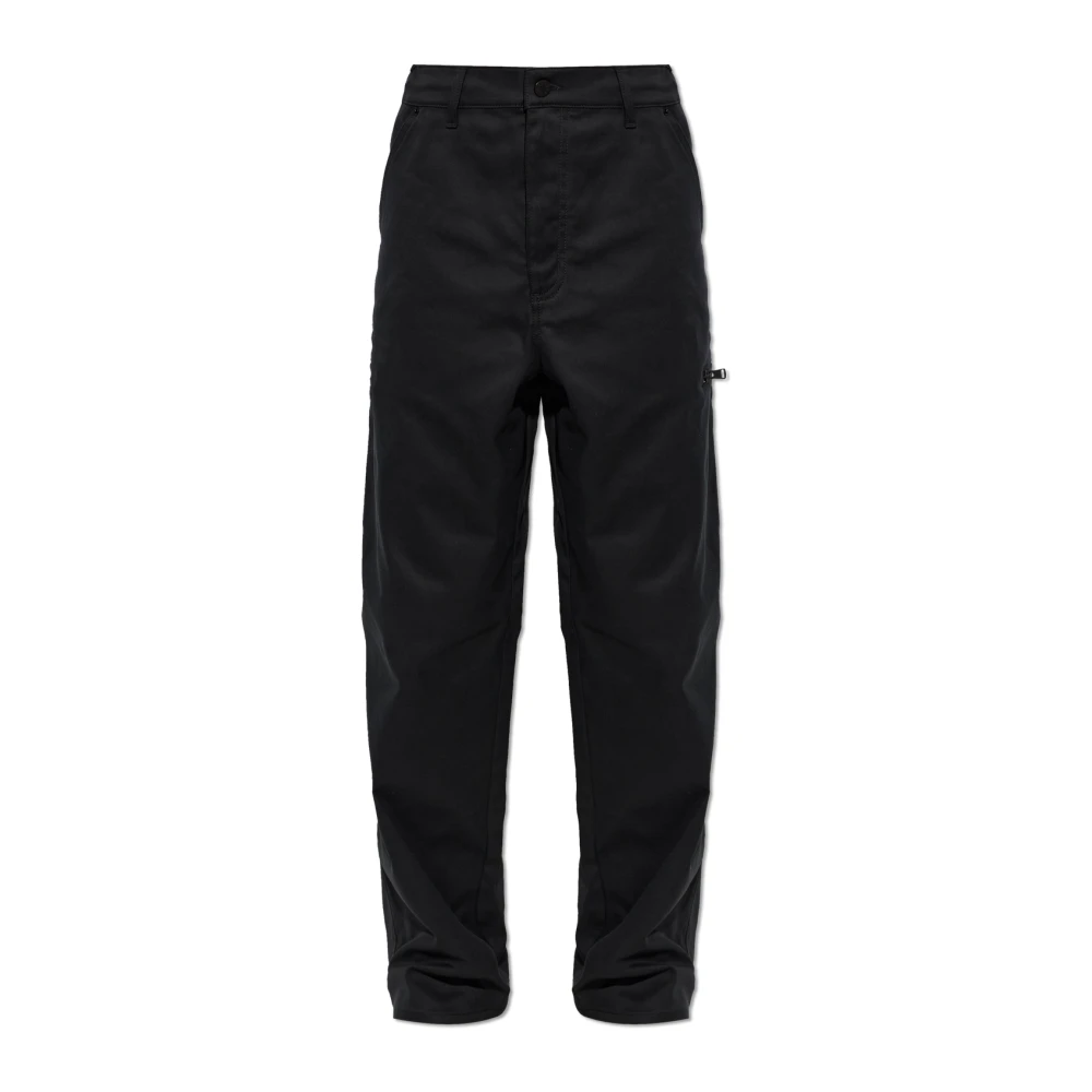 Moncler , Straight Trousers, Male, Black, S, Logo Patch Trousers