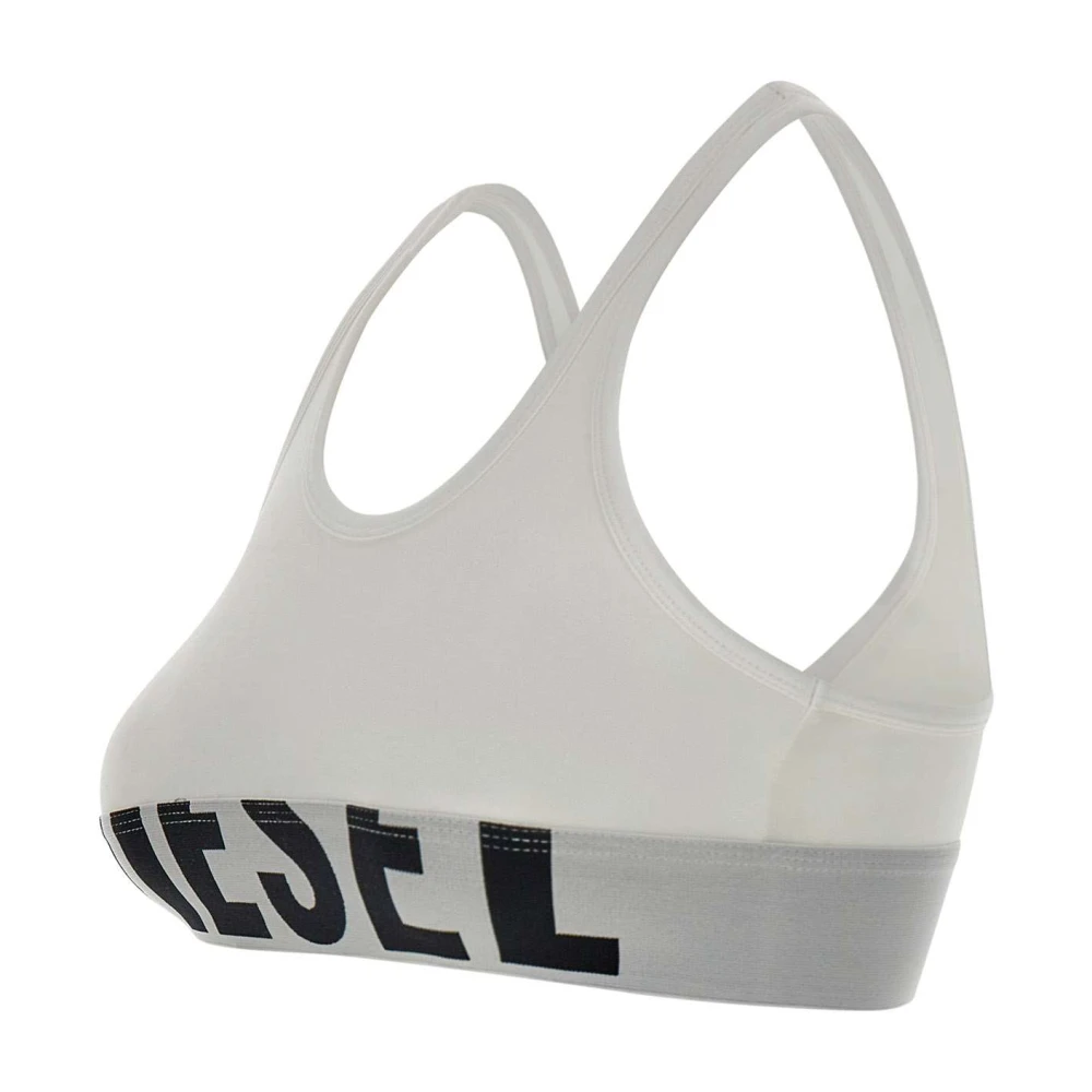 Diesel Witte Katoenen Bralette met Logoband White Dames