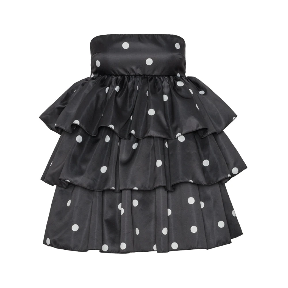 Rotate Birger Christensen Zwarte Satijnen Mini Jurk met Ruches Black Dames