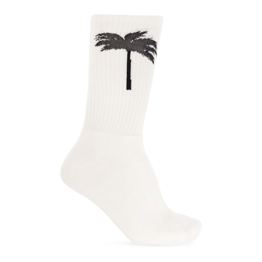 Palm Angels Geribbelde sokken White Heren