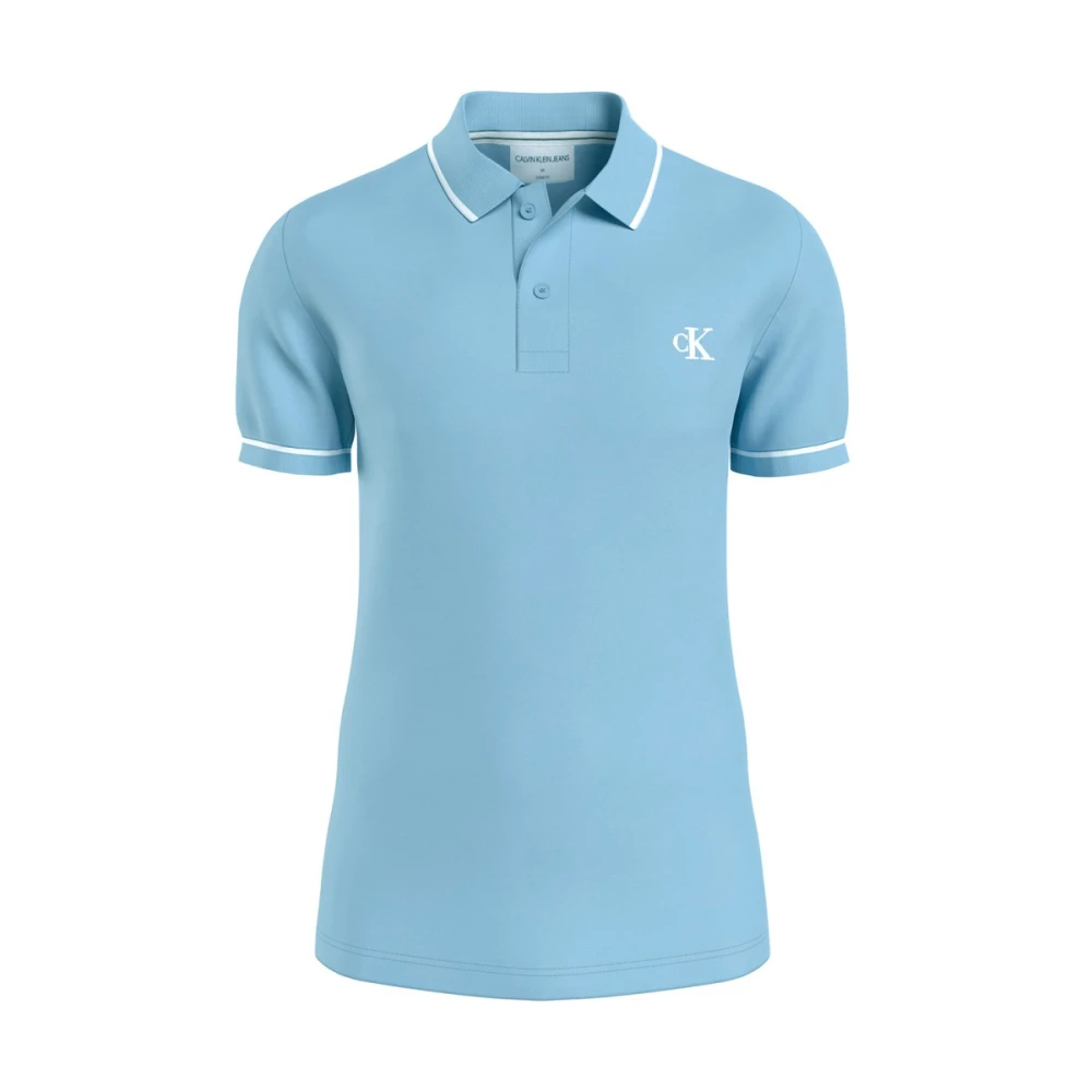CALVIN KLEIN Heren Polo's & T-shirts Tipping Slim Polo Lichtblauw