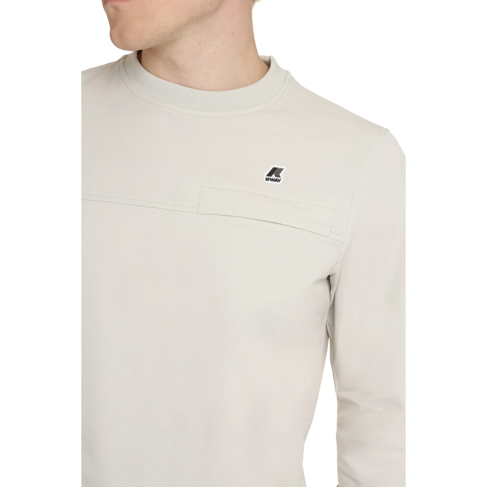 K-way Geribbelde crew-neck sweatshirt met trekkoord Beige Heren