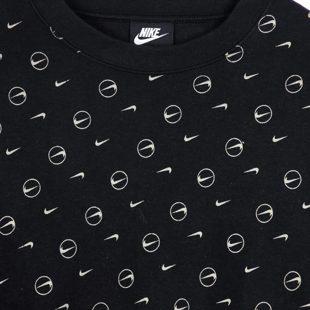 Nike Allover Print Crewneck Sweatshirt Black Dames