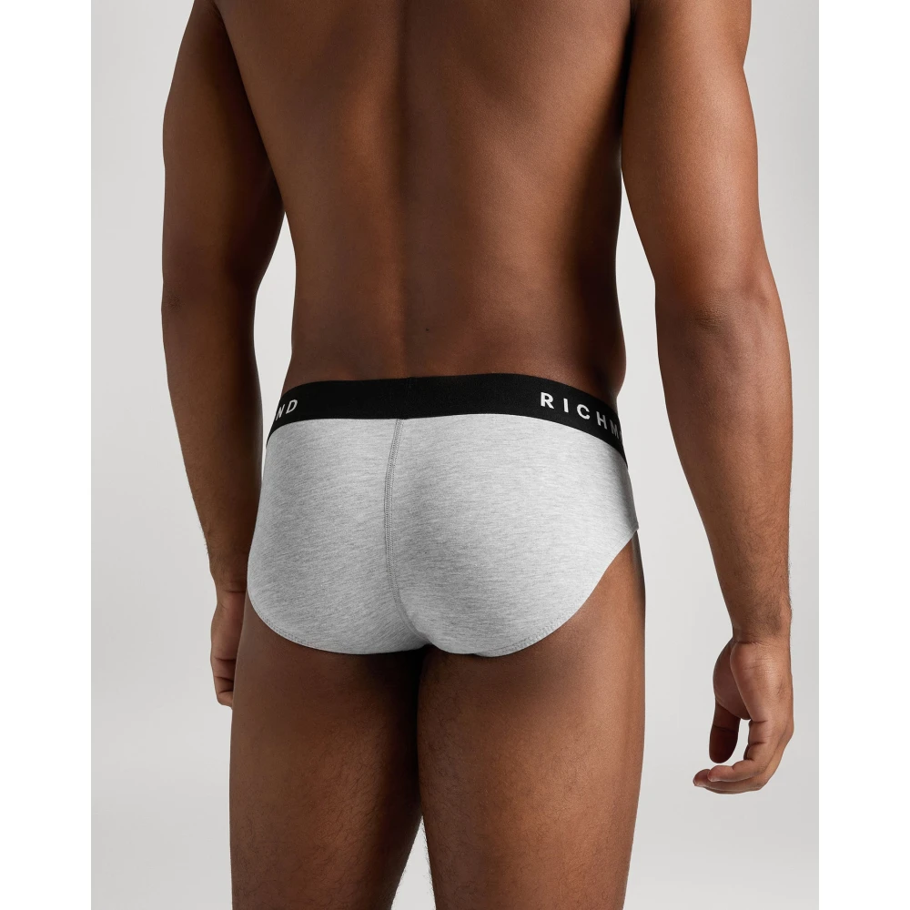 John Richmond Tripack laagbouw witte katoenen geribbelde slips Black Heren