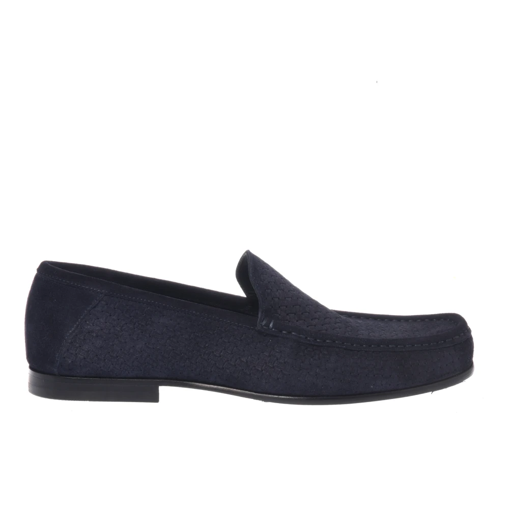 Baldinini Mannelijk Blauw Schoenen Heren, 42 Eu, Suède, E Suède Loafer Met Geweven Print