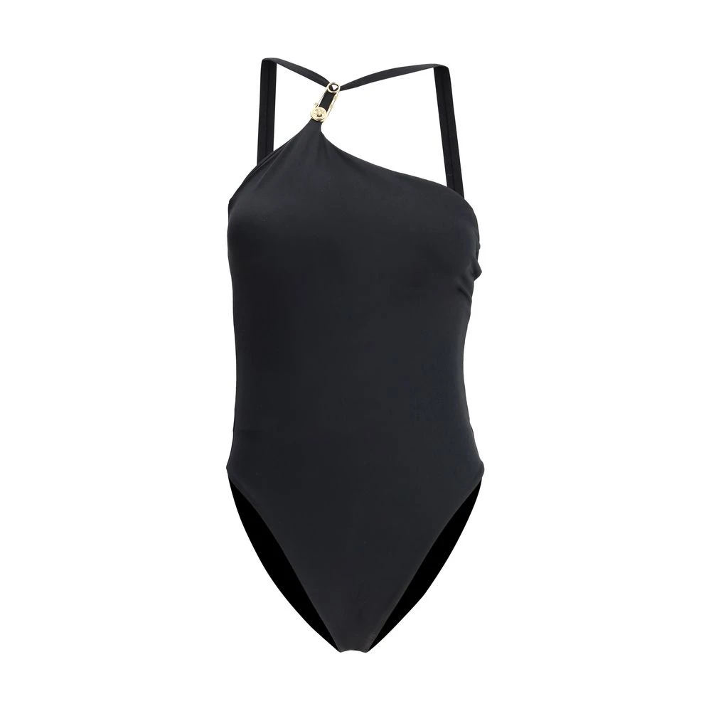 Versace Chique Badpak met Iconische Logo Plakkaat Black Dames