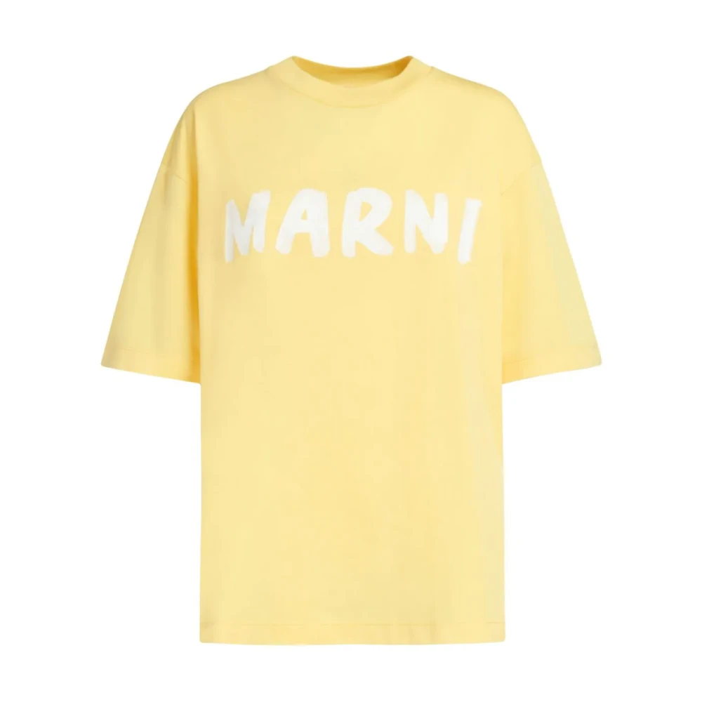 Marni Gele T-Shirt met Logo van Biologisch Katoen Yellow Dames