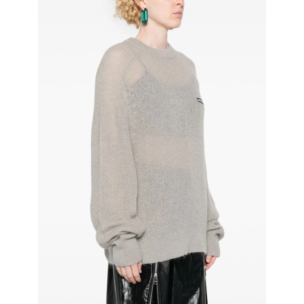 Rotate Birger Christensen Grijze Geribbelde Trui met Ronde Hals Gray Dames