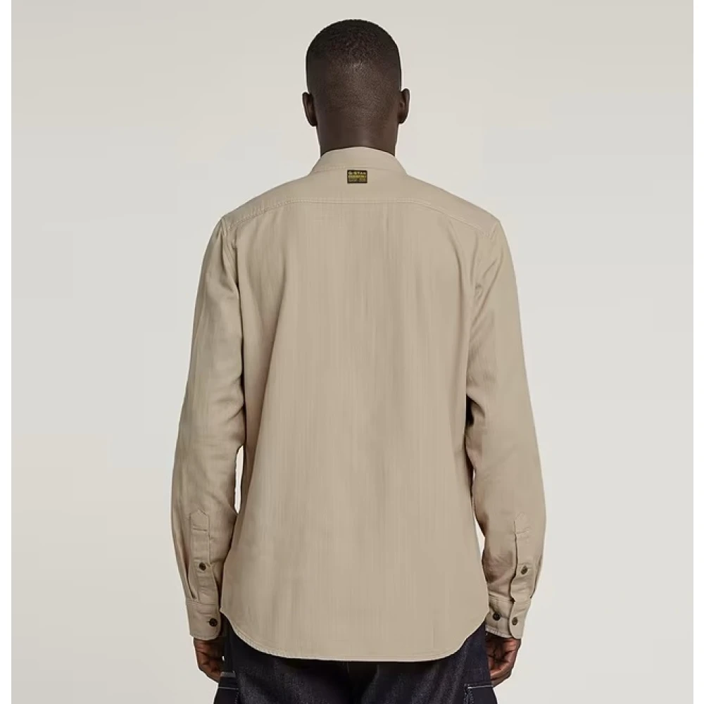 G-Star Marine Slim Fit Overhemd Lange Mouw Beige Heren