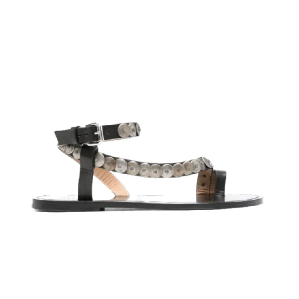 Isabel Marant Women's Black Studded Leather Flat Sandals