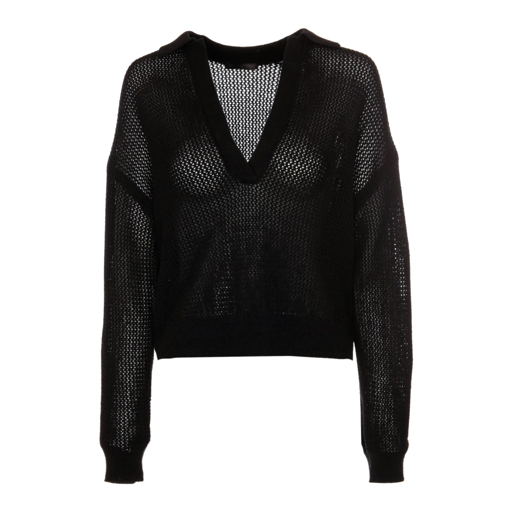 Drykorn Mouwloze Top met V-hals en Knoopsluiting Black Dames