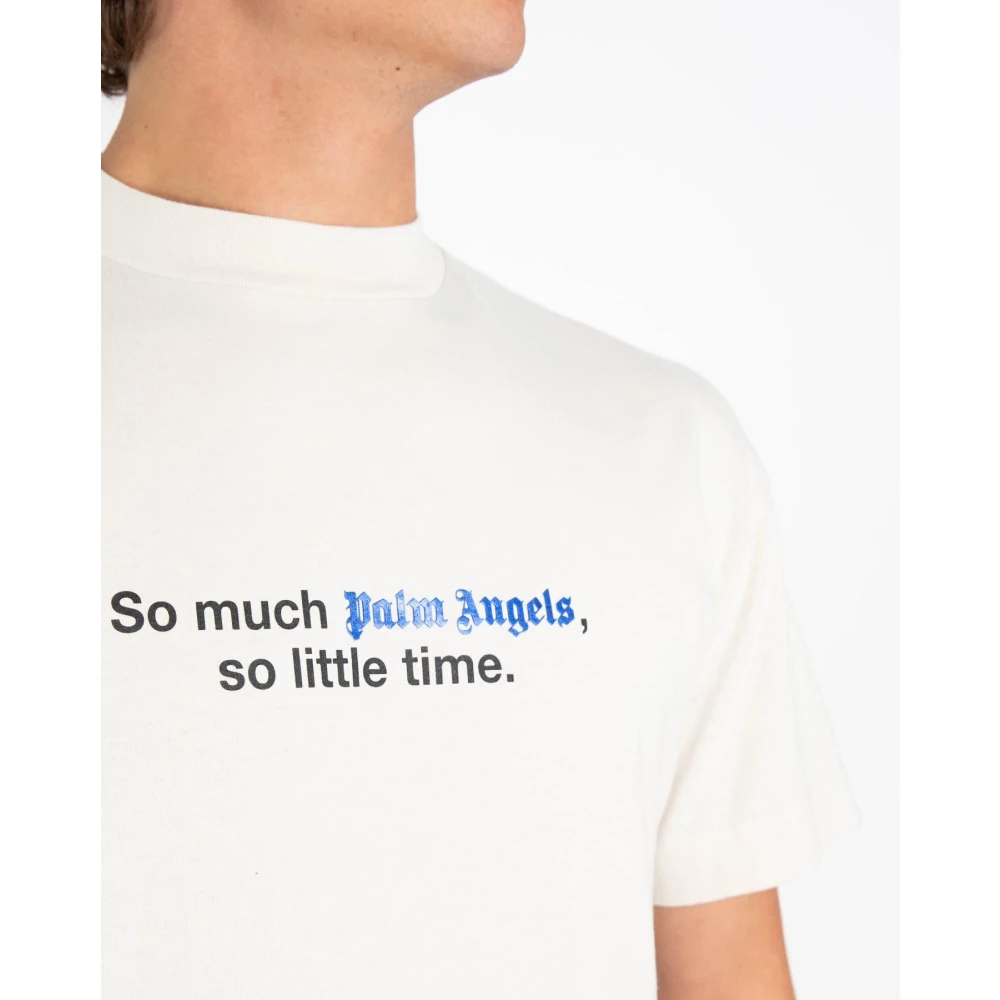 Palm Angels Heren Hippie Classic T-Shirt Wit Beige Heren