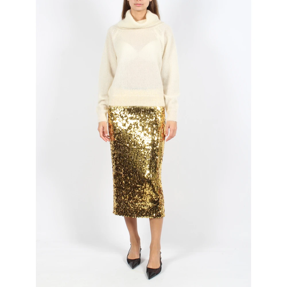 Nude Pailletten Tule Midi Rok Yellow Dames