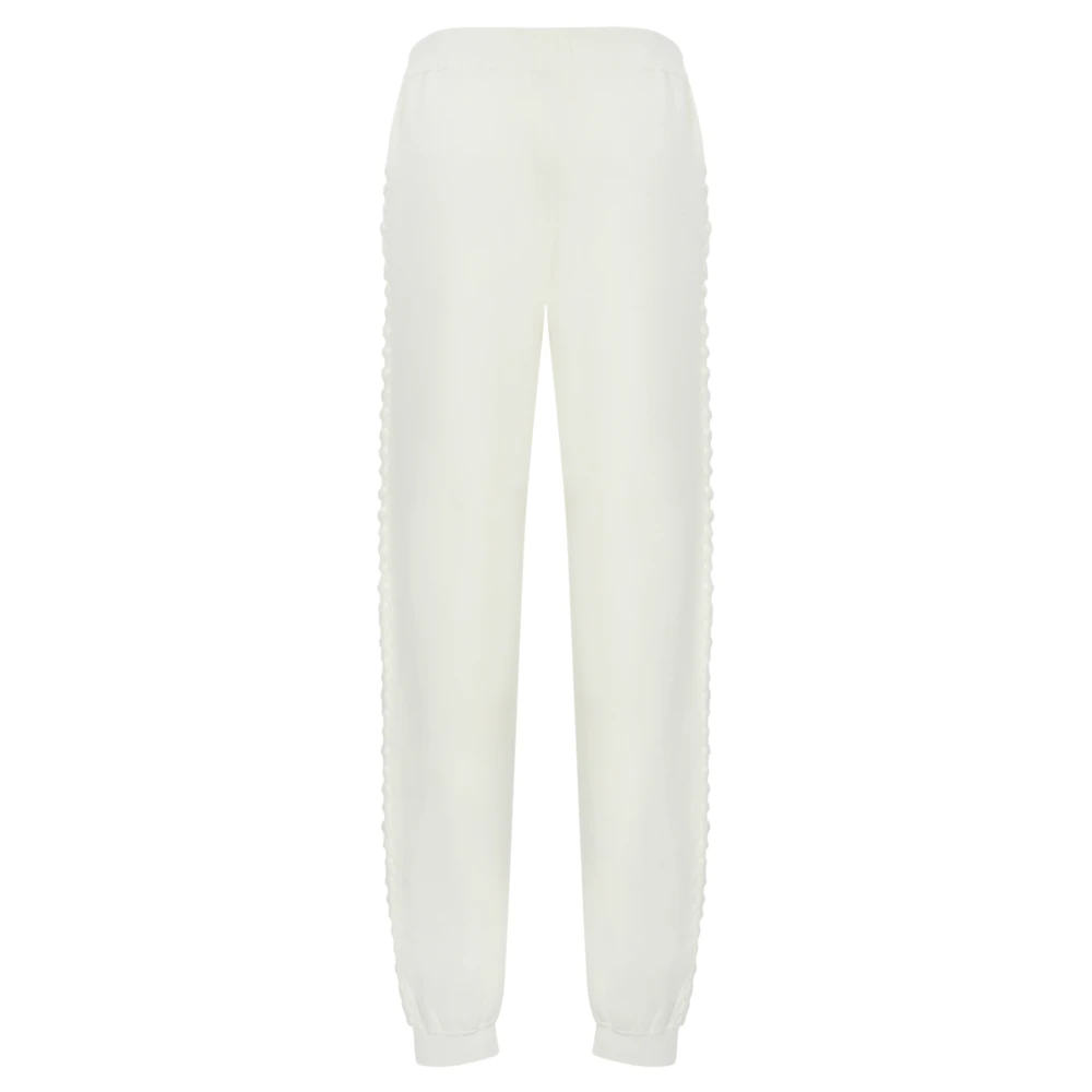 PATRIZIA PEPE Witte Ribbroek met Elastische Taille White Dames