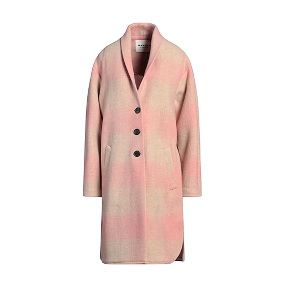 Isabel Marant Étoile Geruite Wollen Jas Lange Mouwen Vrouwen Pink Dames