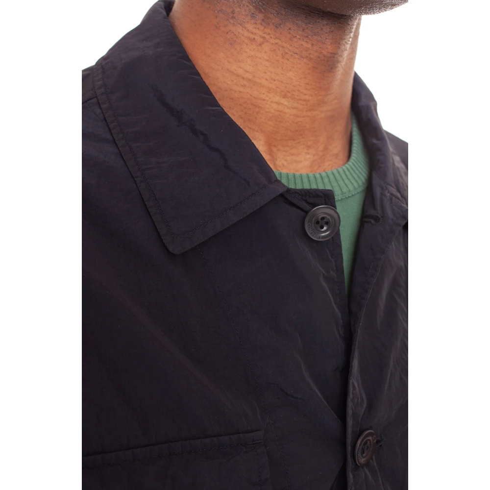 C.P. Company Blauwe Nylon Overshirt met Geborduurd Logo Blue Heren