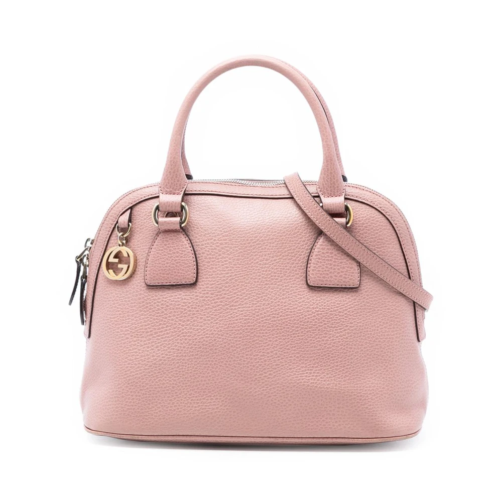 Gucci Vintage Women's Pink Pre-Owned Structured Leather Satchel