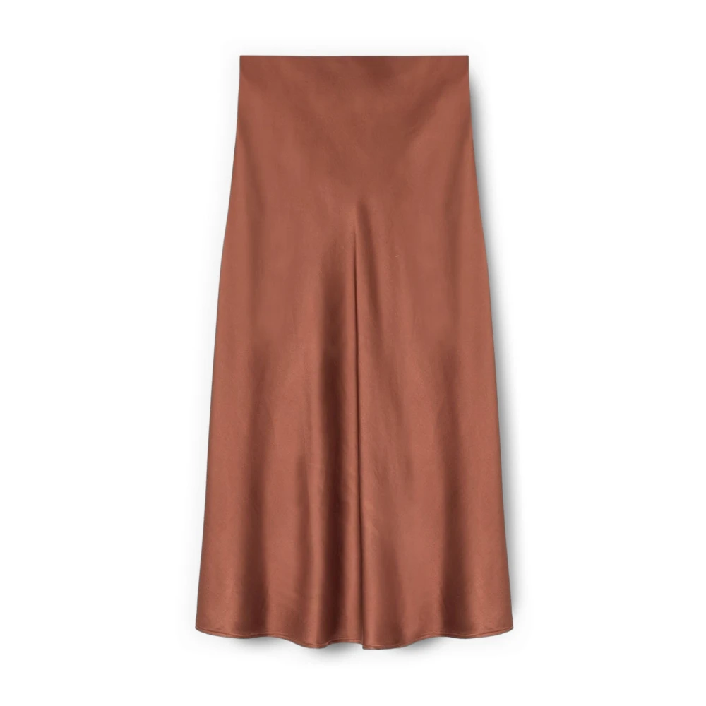 Motivi Donna Marrone - Gonna Midi A-Line In Raso - Skirts - L