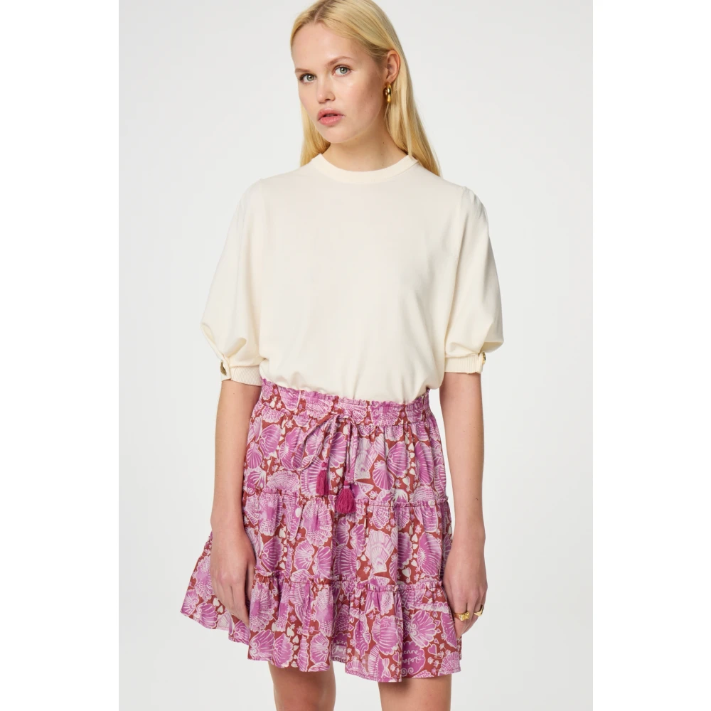 Fabienne Chapot Crème Knoop Pullover Korte Mouw Beige Dames