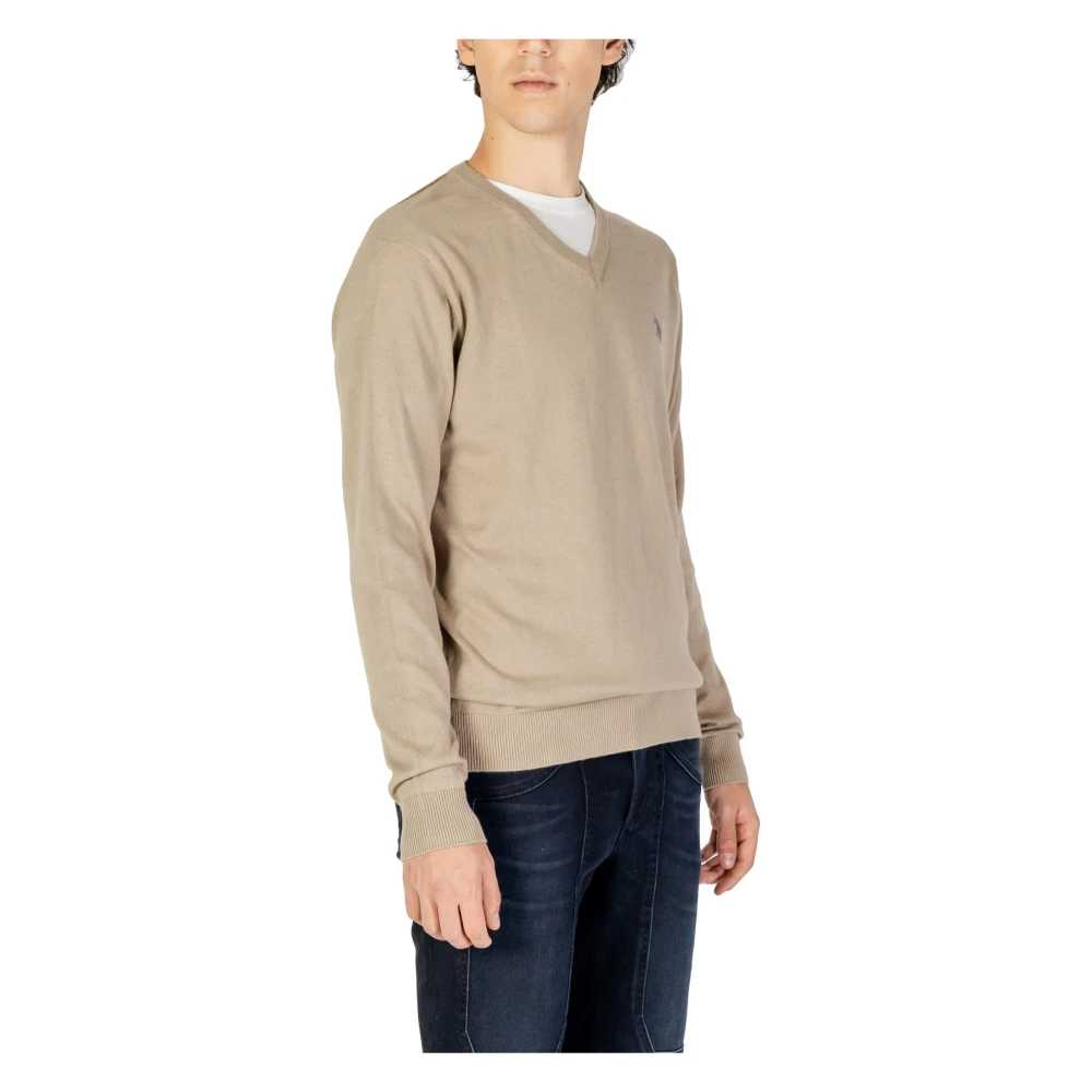 U.s. Polo Assn. Beige V-hals Gebreide kleding Herfst Winter Mannen Beige Heren