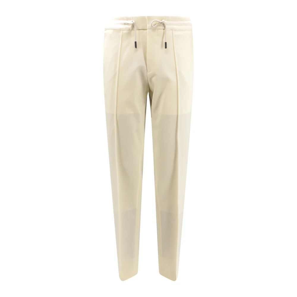 Hugo Boss Stretch wollen broek met elastische tailleband Beige Heren