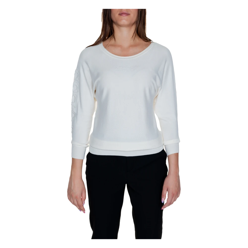 Guess Bat Sleeve Logo Top Herfst Winter Collectie White Dames