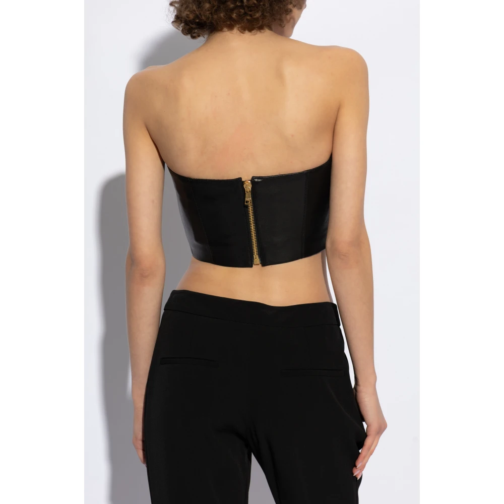 Balmain Leren Top Black Dames
