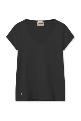 Svart V-ringad Basic Tee Top