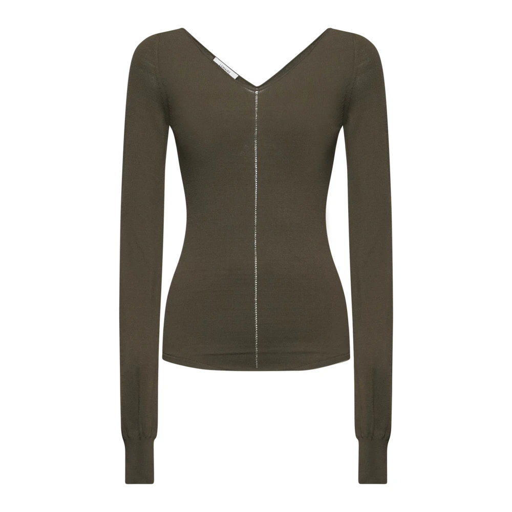 Lemaire Groene Gebreide Trui met Openwerk Detail Green Dames