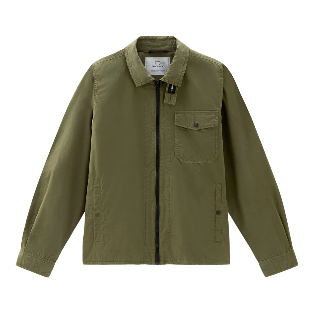 Woolrich Oliv Gabardin Overshirt Green, Herr