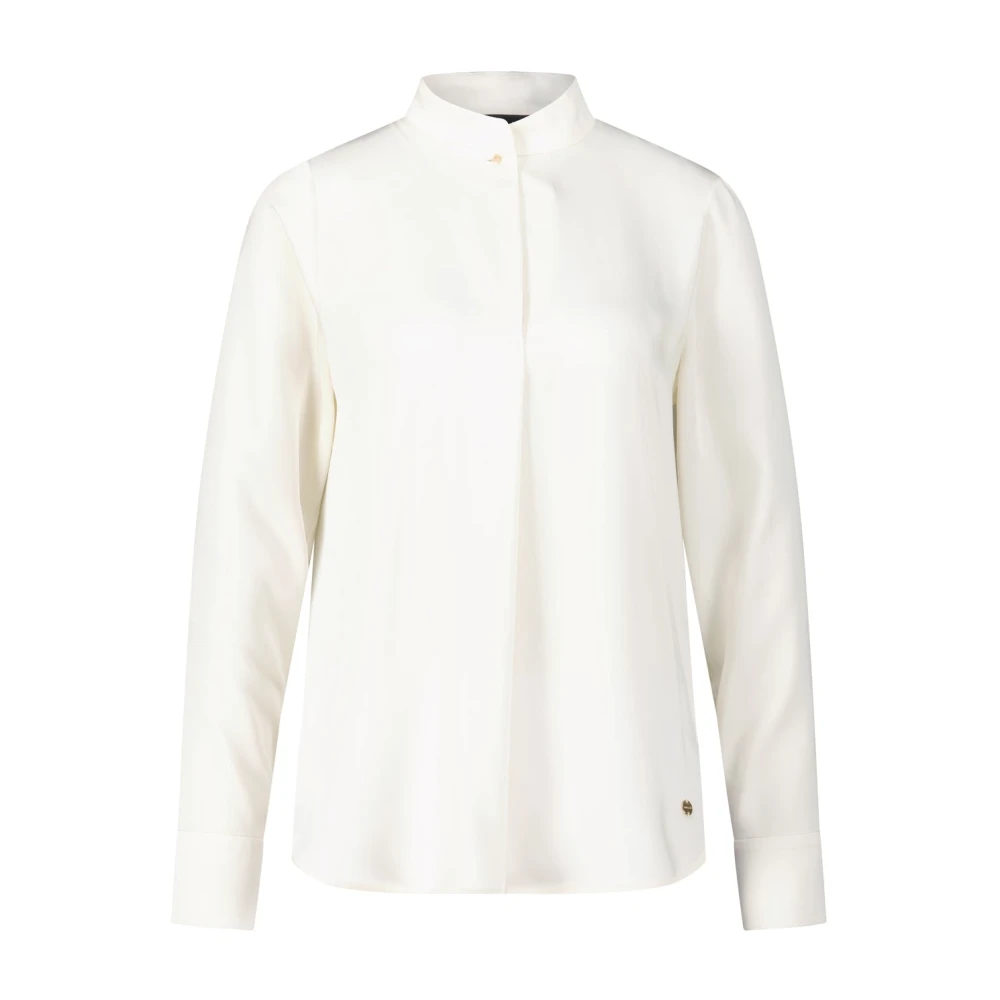 Marc Cain Satin-Optik Blouse met Elegant Detail White Dames