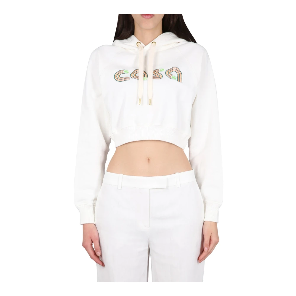 Casablanca Witte Katoenen Hoodie met Geborduurd Logo White Dames