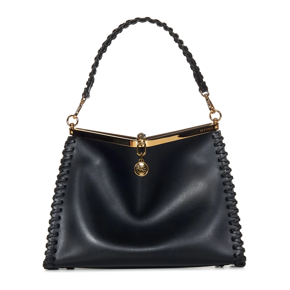 ETRO Zwarte leren schoudertas met sluiting Black Dames