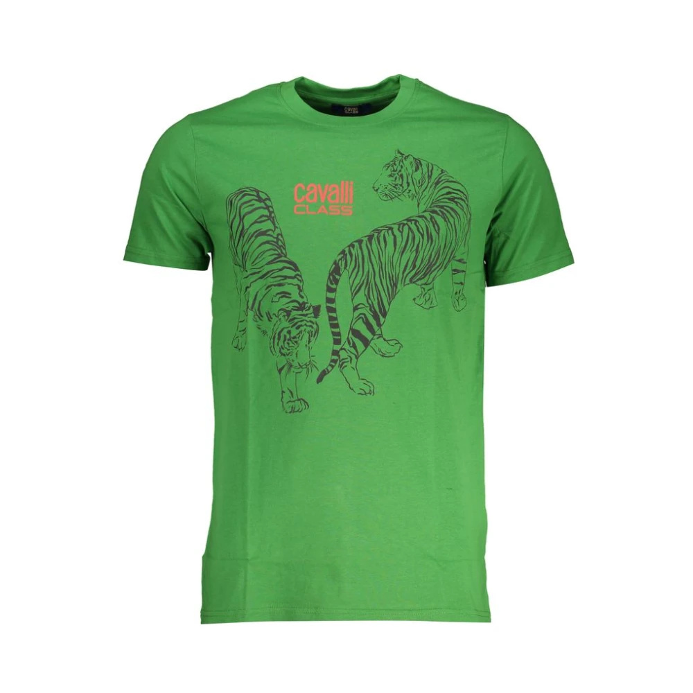 Cavalli Class Verde Cotton Men T-Shirt - M - Image 2