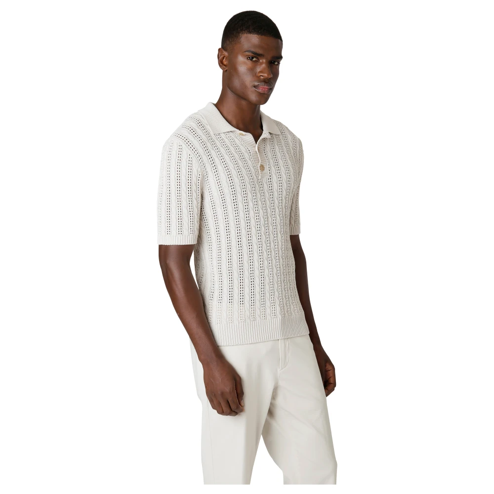 Eleventy Katoenen poloshirt met knoopdetail Beige Heren