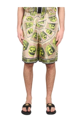 Shorts i siden-twill med tryck