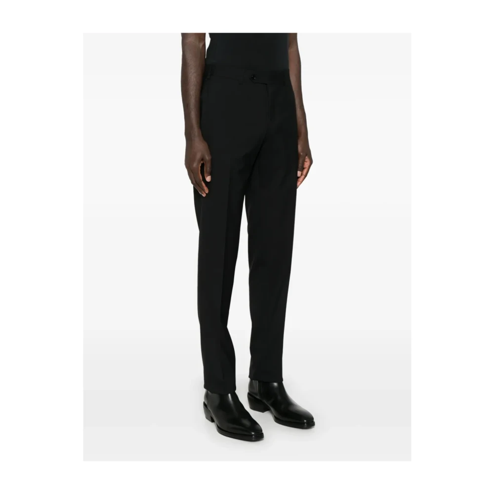 Canali Zwarte broek met knoopsluiting Black Heren